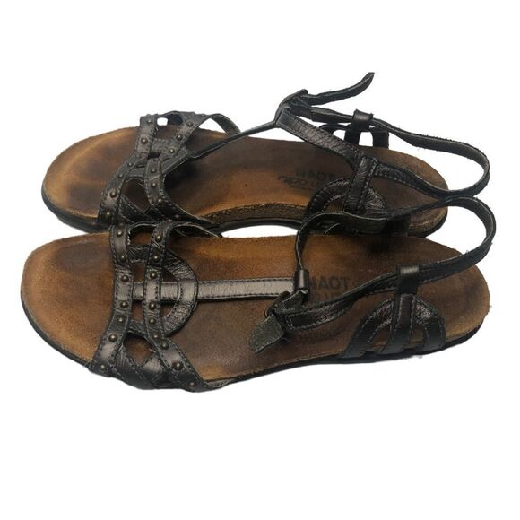 Naot Leather Cork Wedge Strappy Sandals Brown Size 36 / 5 1/2 - Picture 1 of 8